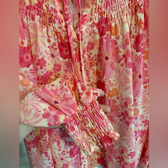 Flying Tomato Pink Floral Blouse Large - Picture 6 of 7